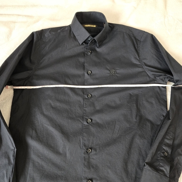 Roberto Cavalli Men’s Dress Shirt Black Long Sleeve Button Front Size M - Picture 7 of 11